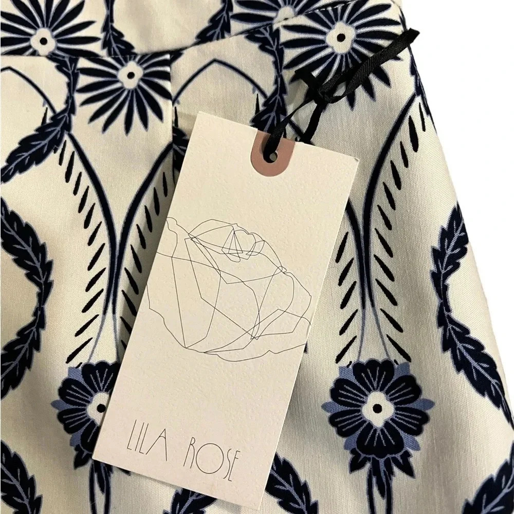 Lila Rose Modern Fit Straight Skirt Blue Floral Patterned Women's 8 NWT - Picture 3 of 5